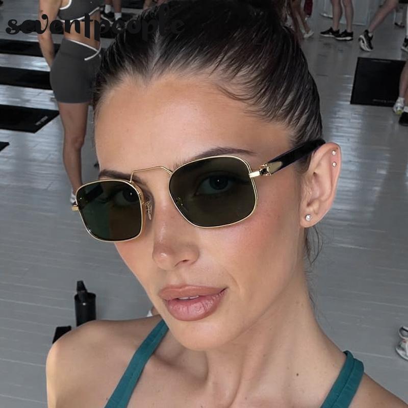 Vintage Small Frame Rectangle Sunglasses Women Luxury Brand Classic Punk Outdoor Driving Sunglass For Ladies Trendy Shades