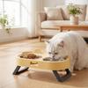 Double Bowl Raised Pet Feeder Stainless Steel Cat Feeding Dish Cat Bowl with Stand  For Small Dogs