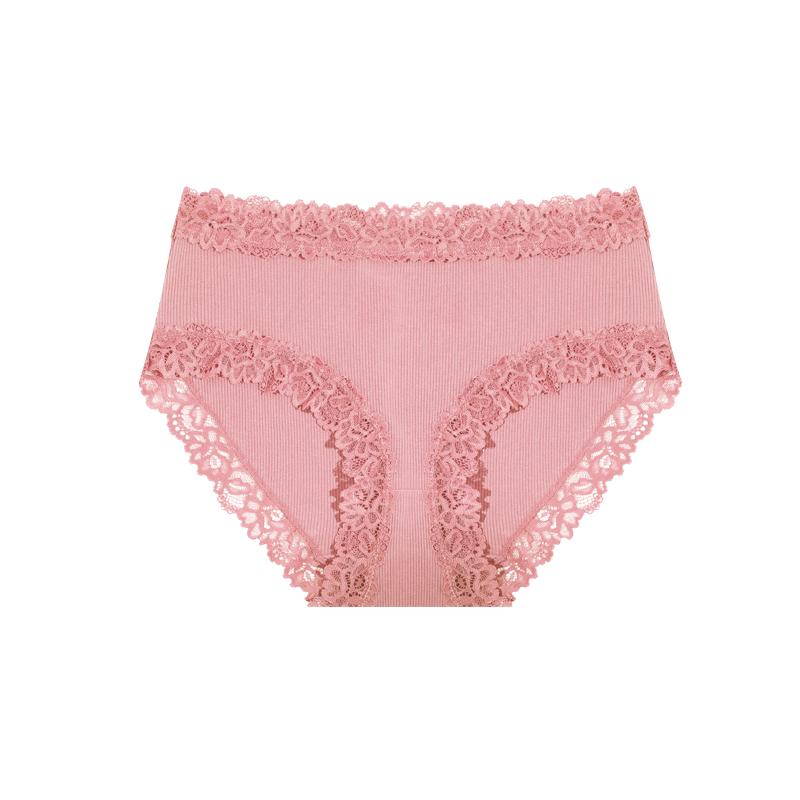 1pcs Women's High Waisted Plus Size Lace Spliced Cotton Underwear, Full Coverage Fashionable, Breathable, Soft and Comfortable Women's Underwear