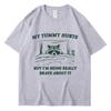 My Tummy Hurts But Im Being Brave T Shirt Funny Fashion  Women Oversized Tshirts Casual Raccoon Kawaii Streetwear