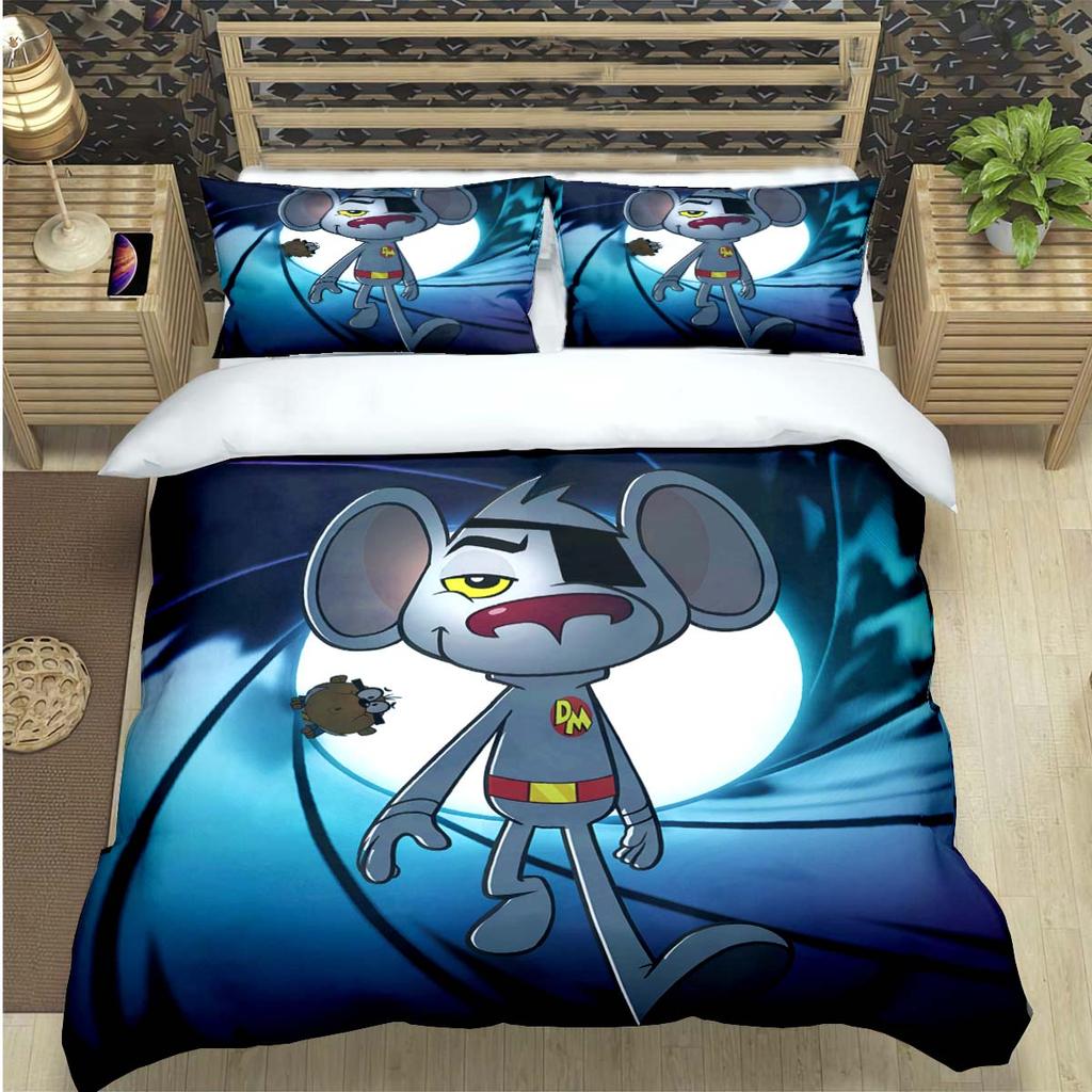 Popular Cartoon D-Danger Mouse Print Bedding Sets Bed Supplie Set  Comforter Set  Teens Girls Twin Single Kid Gift
