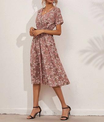 Moda damska Casual V-Neck Spódnica midi z nadrukiem i elastyczną talią