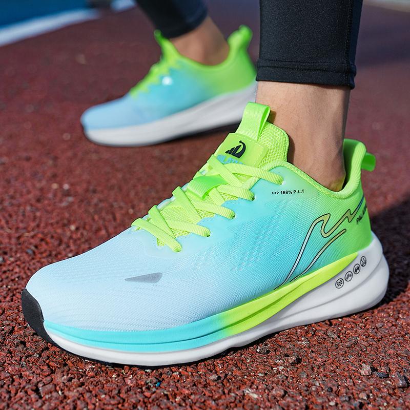 Green and Colorful Men's and Women's Marathon Running Shoes, Lightweight and Fashionable Outdoor Running Shoes for Teenagers