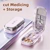 3 Blades Pill Cutter with Pill Storage for Multiple Sizes Safety Blade Guard Sliding Adjust The Size Portable Pill Splitter