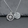 Vintage Style Compass Necklace With Inspirational No Matter Where Pendant Minimalist Silvery Chain Jewelry Accessory For Travel And Daily Wear