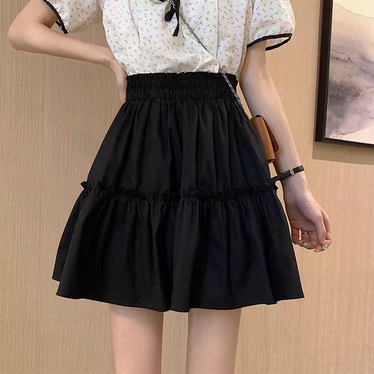 

Женская белая миди-юбка А-силуэта большого размера с эластичной талией – облегающая бедра, сказочный стиль для лета XS чёрный