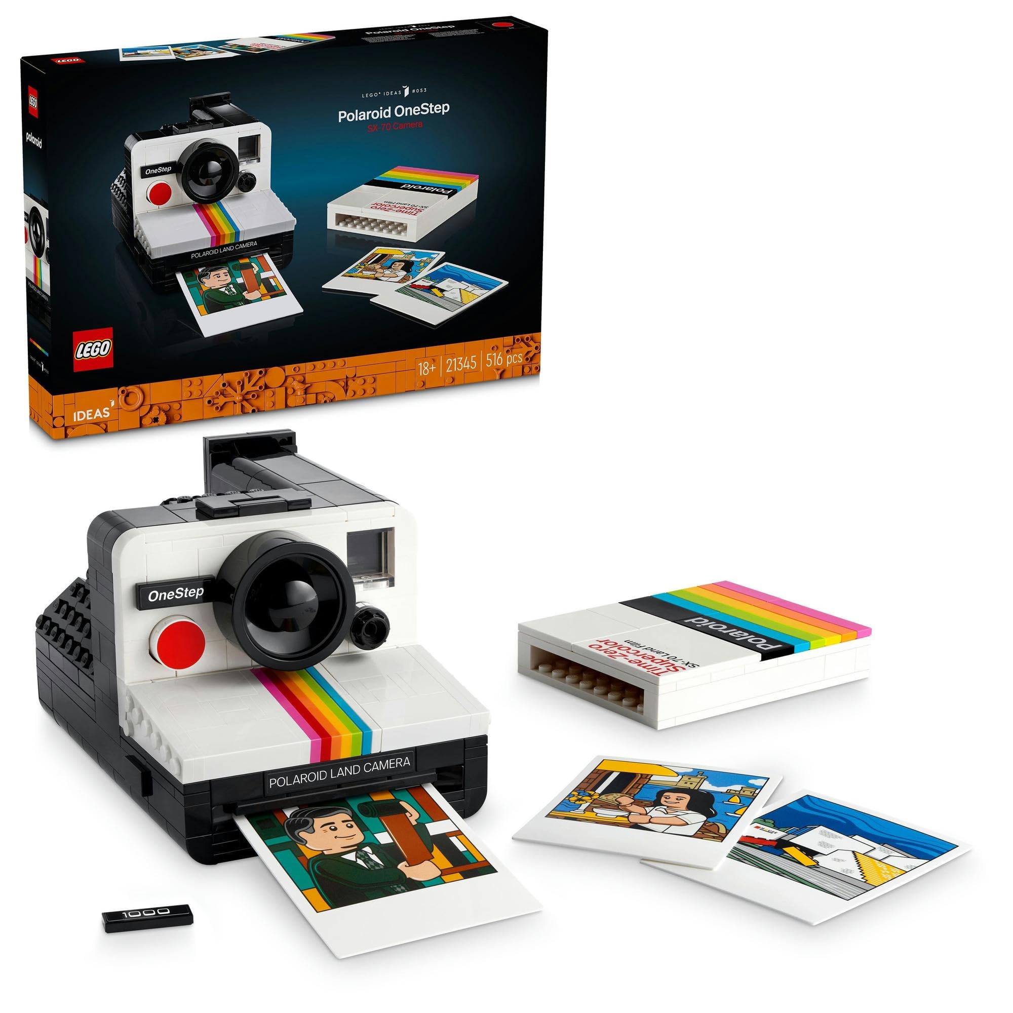 

Игрушка LEGO Ideas Polaroid One-Step SX-70, Подарок на день рождения, Рождество, для мужчин и женщин, Стильный дизайн интерьера, 21345