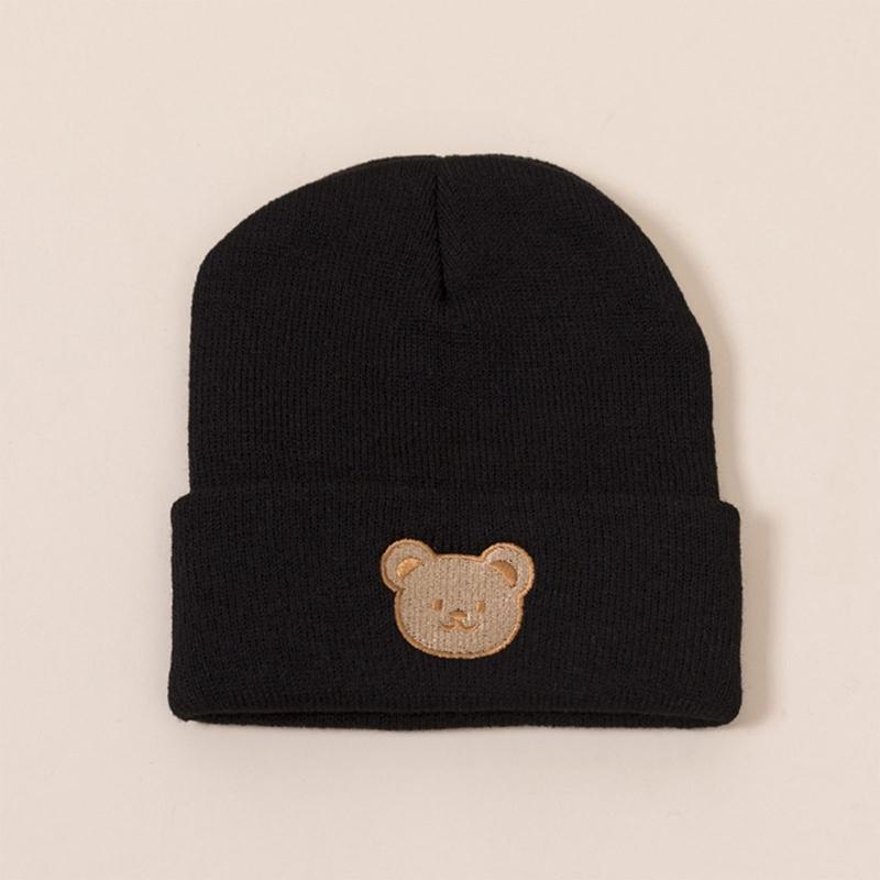 Knitted Hat Cartoon Embroidery Baby Bonnet Caps Hat Winter Warm Hat Beanie Caps for Baby Toddler Children Breathable Hat