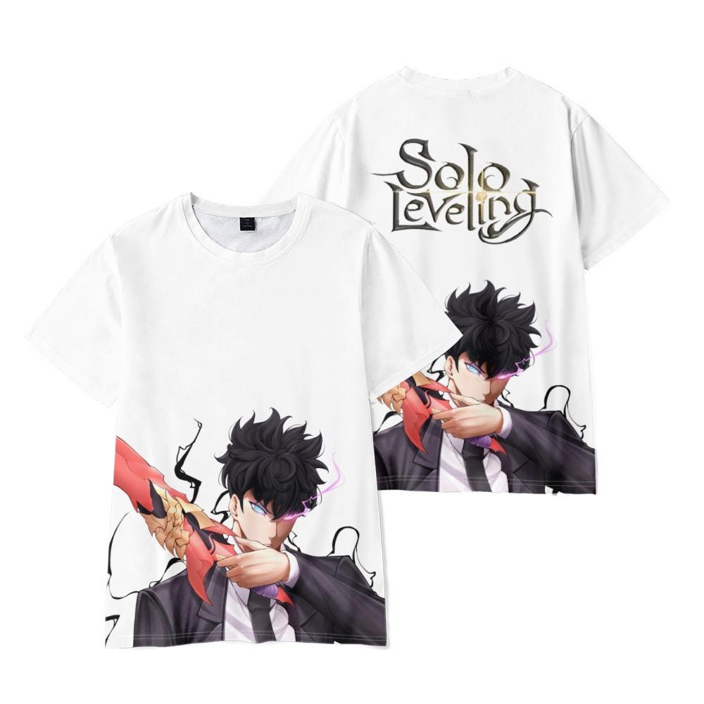 Solo Leveling Anime Women Men's T-shirts Graphic Shirt Cartoon Printed O-Neck Oversized Short Sleeves Fashion Mens Clothing Streetwear