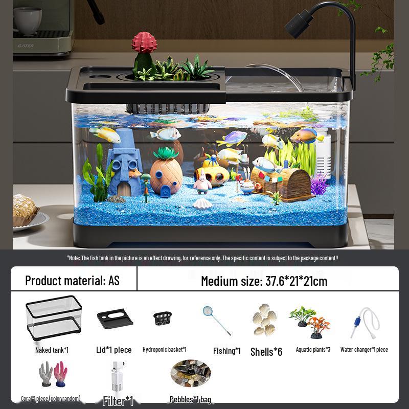 Acuario de Peces Betta de Alta Definición con Filtro y Oxigenador Integrados para Decoración de Sala de Estar