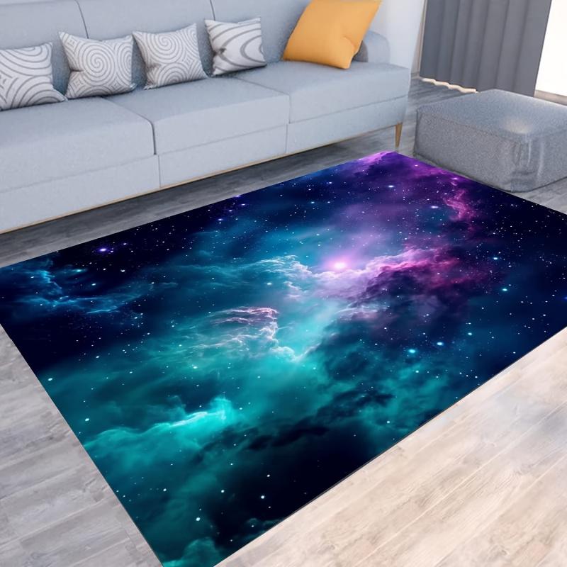 VIKAMA Flannel Starry Sky Pattern Comfort Rug Non-Slip And Machine Washable Living Room And Bedroom Rug Home Decor
