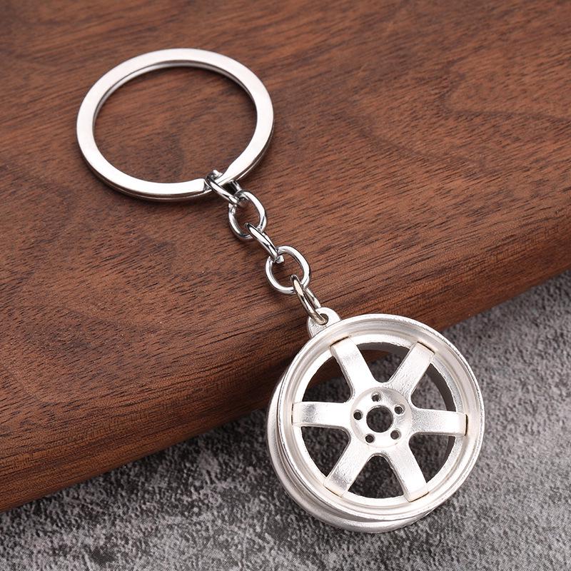 3D Car Wheel Hub Metal Keychain & Pendant