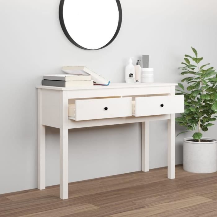 VidaXL Table console Blanc 100x35x75 cm Bois massif de pin 814615