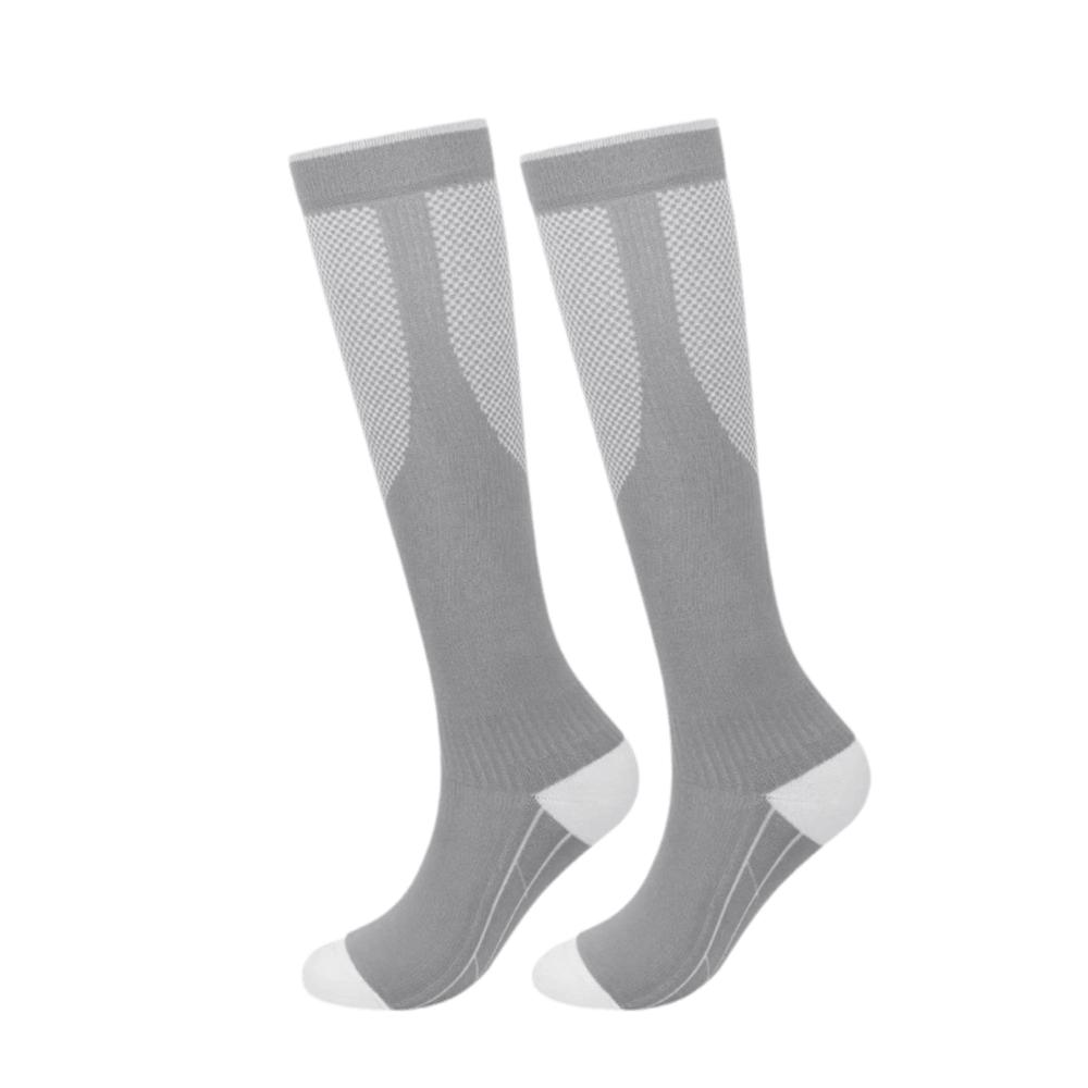

Long Tube Compression Socks Elastic Sports Stockings Workout Circulation Support Socks For Nurse L/XL серый белый