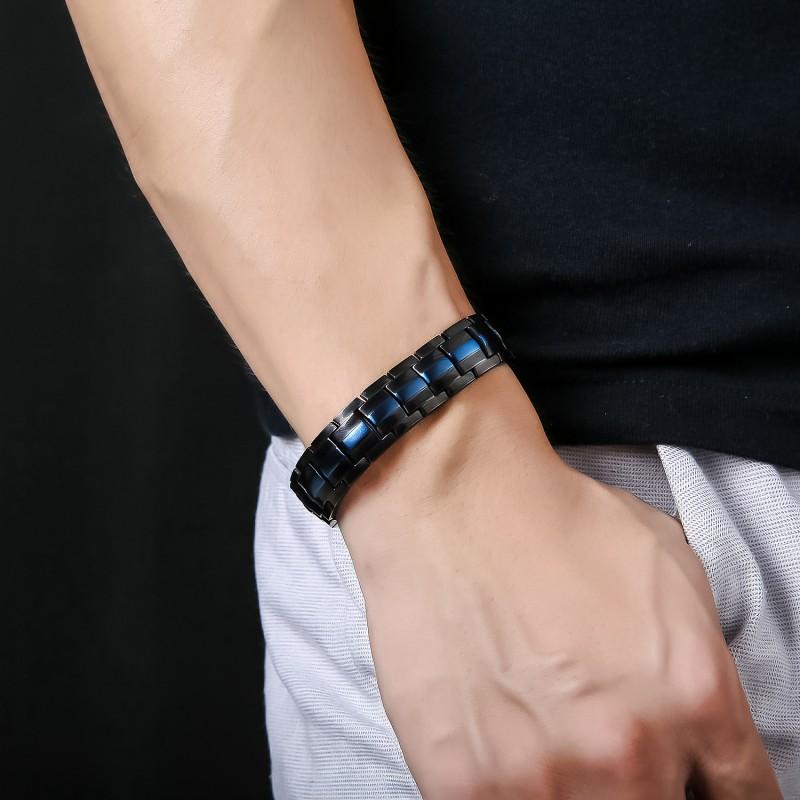 Stainless Steel Magnetic Double-Row Mens Bracelet Geometric Design Gift Office Professionals