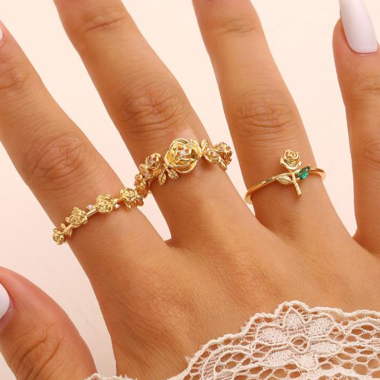 Rose Flower Ring Stackable Band Ring for Women Girls Adjustable Wrap Open Jewelry Gift for Birthday Valentine's Day