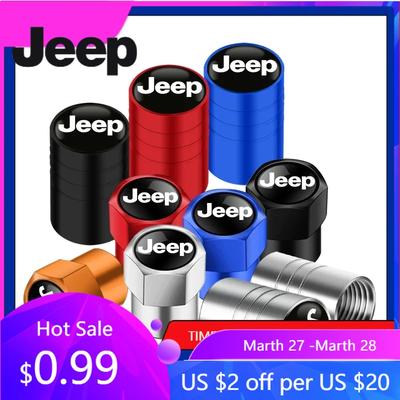 For Jeep 4pcs Metal Car Wheel Tire Valve Caps Stem Case Covers Accessories For Jeep Cherokee Wrangler Compass Patriot Renegad