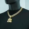 Trendy Personality Crown King Full Diamond Alloy Pendant Fashion Men'S And Women'S Hip Hop Cuban Chain Necklace Jewelry