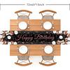 Happy Birthday Table Runner, Black and Rose Gold Party Decoration, 72 x 13 inches, Balloon and Firework Design
