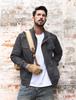 TACVASEN Herren Motorradjacke, Kälteschutz, Amerikanischer Stil, Hoher Kragen, Kurze Jacke, Schlicht, Oversized, Elegant, Grau, Größe L