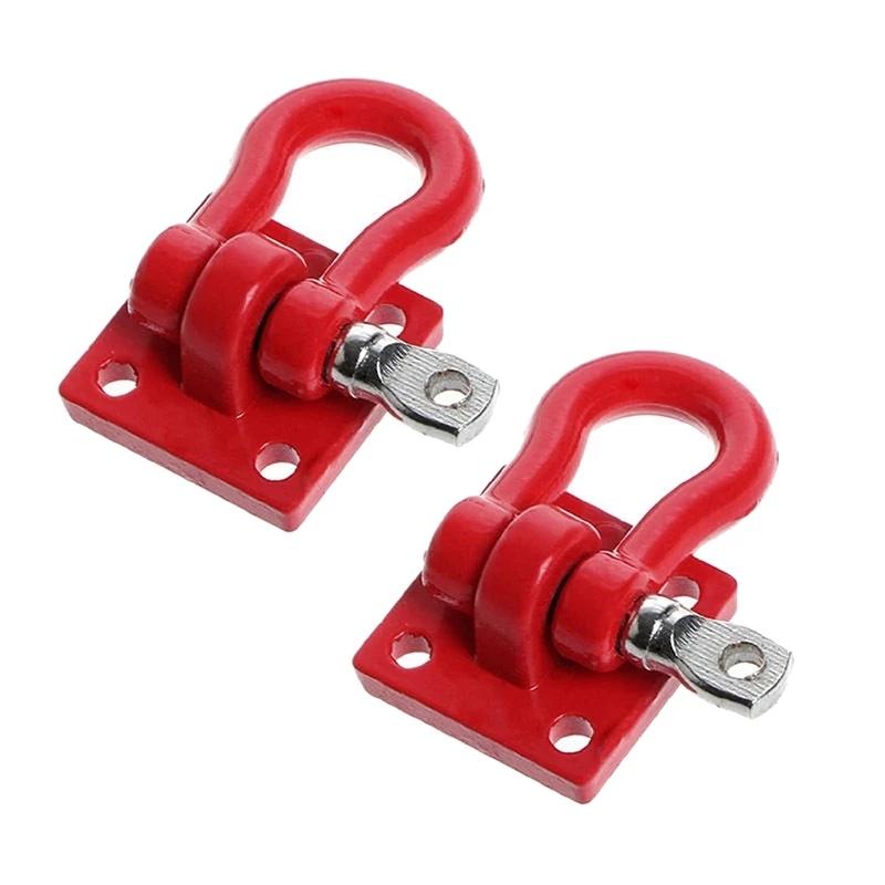 8X Metal Climbing Trailer Tow Hook Hooks Buckle, Winch Shackles Accessory For 1/10 Scale RC Crawler Truck D90 SCX10,Red Black