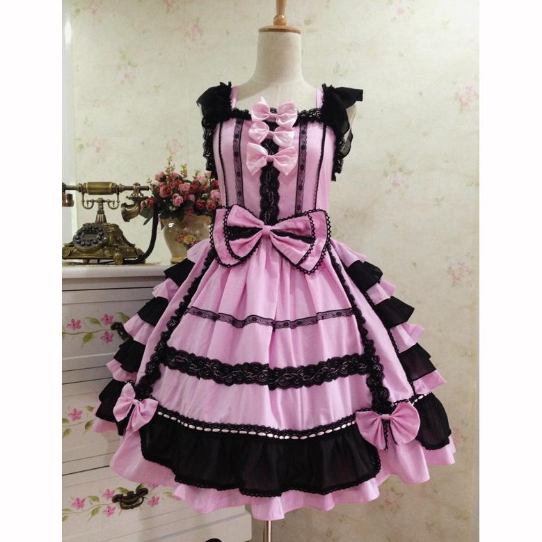 

Женское розовое хлопковое платье принцессы в стиле Лолиты, готический костюм на танке, милое платье горничной для девочек L амарант розовый