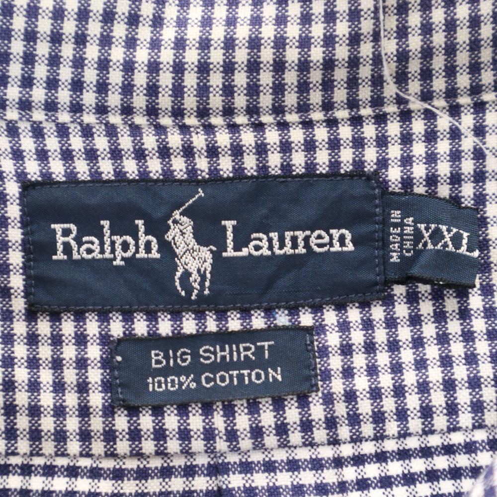 Ralph Lauren 90s BIG SHIRT OLD Check Pattern Long Sleeve Stand Collar Shirt Men's Used