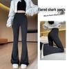 High-Waisted Tummy Control Velvet Flare Pants for Women - Autumn/Winter Fitness & Yoga Style