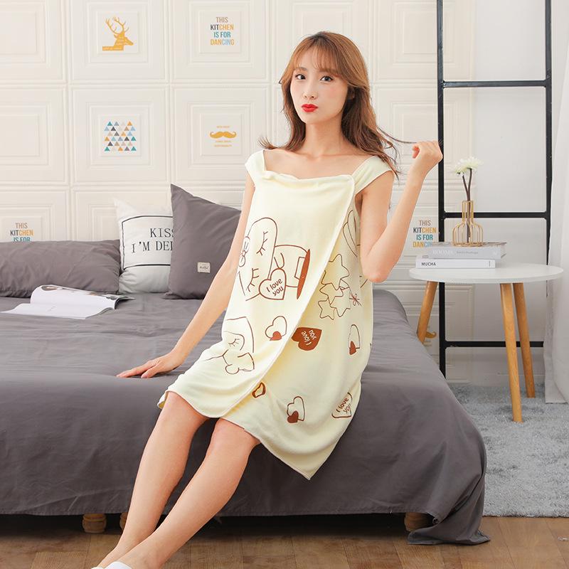 Women's Coral Fleece Wearable Bath Towel - Absorbent, Thick, No-Shed Bath Skirt Robe