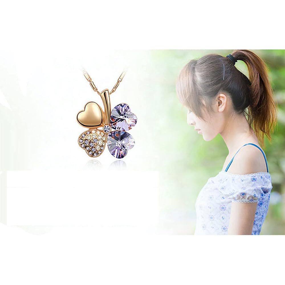 [Josepha Lorraine] Four Leaf Clover Necklace Women's Chain Present Pendant Popular Brand Silver K...