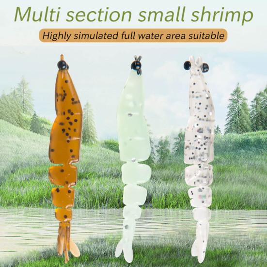 20Pcs Fishing Baits Soft Lures Realistic Looking Bright Color Natural Swimming Posture Luminous Shrimp Baits Artificial Lures Set