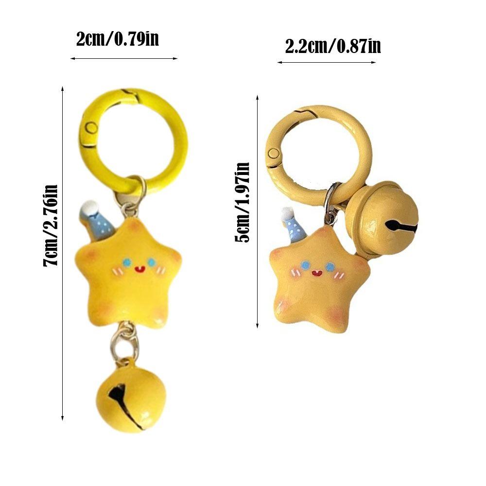Fashion Resin Stars Sweet Hanging Jewelry Mini Keychain Star Bell Key Chain Christmas Gift