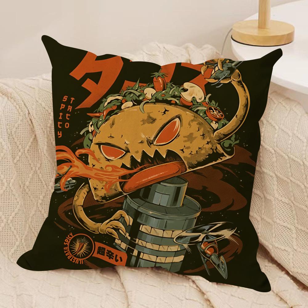 Food Disaster Cushion Cover Silky Short Plush Sofa Pillow Cover Hidden Zipper Soft Dustproof Case for Home Decor