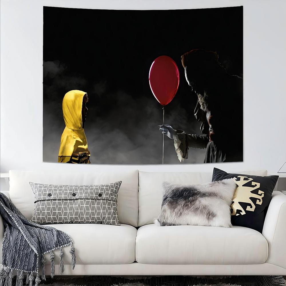 VIKAMA Intricate Dark Star Tapestry Pennywise Blood Eyed SplitFace Secret Room Haunted House Gaming Party Decoration