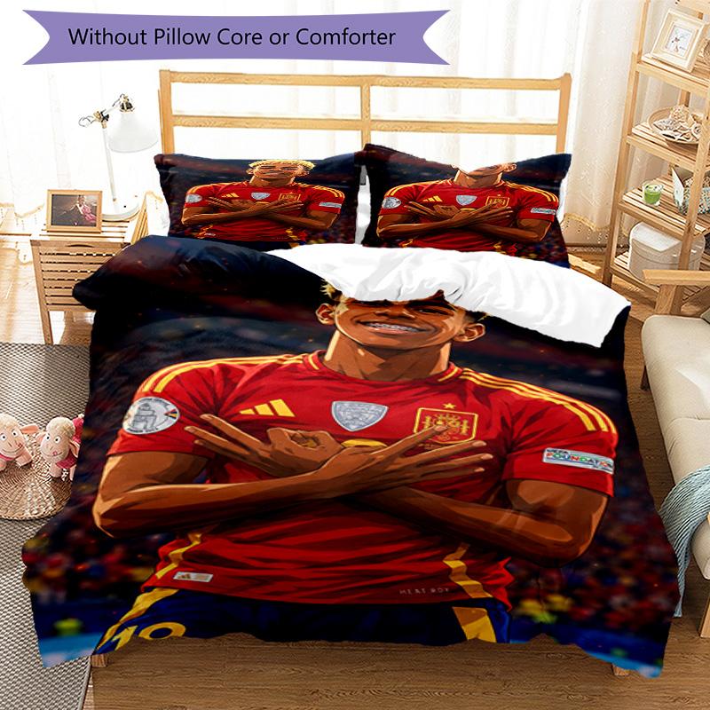 Lamine Yamal Spanish Football Player Bedding Set,Premium Bed Linen for Bedroom Home Decoration,Perfect Collectible Gift for Messi Fans,Easy Care Duvet