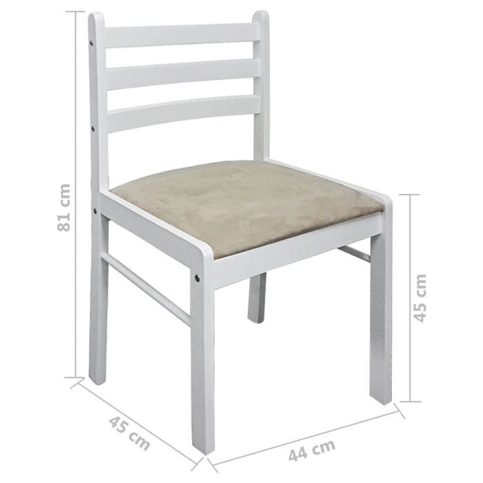 VidaXL 4x Hévéa Massif Chaise De Salle À Manger Blanc Meuble Mobilier Cuisine 242031
