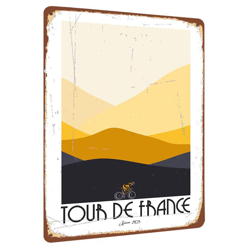 

Tour de France Vintage Metal Wall Art Since Cyclist Mountain Landscape Decor for Home Office 20x30cm（7.8x11.8inch）