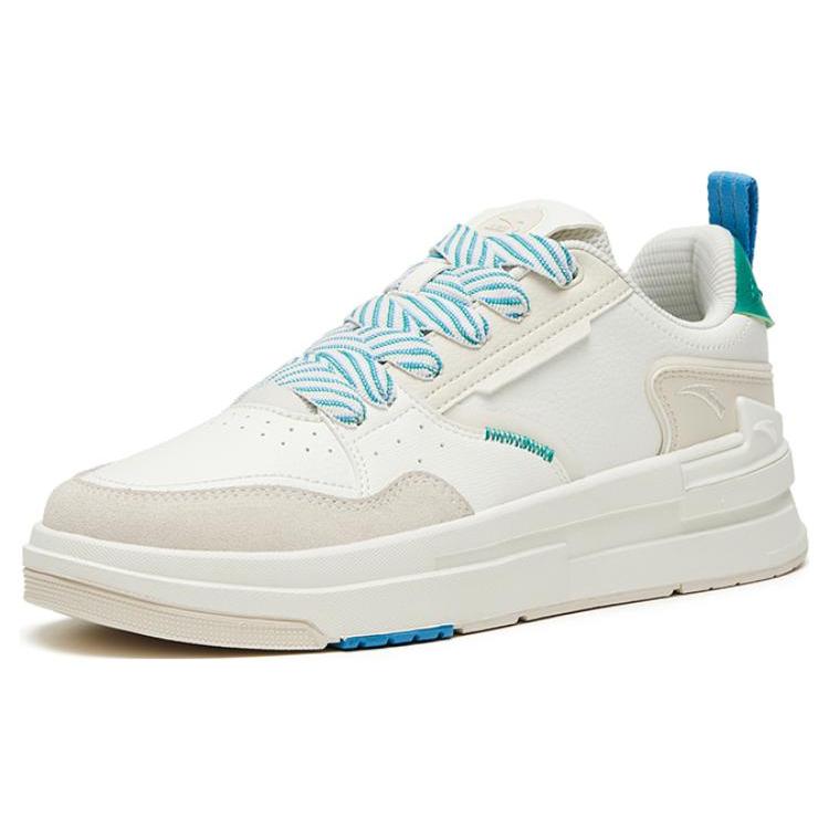Anta Bump Slip Resistant Abrasion Resistant Low top Skateboard Shoes Men's White Gray Green 912328076-1
