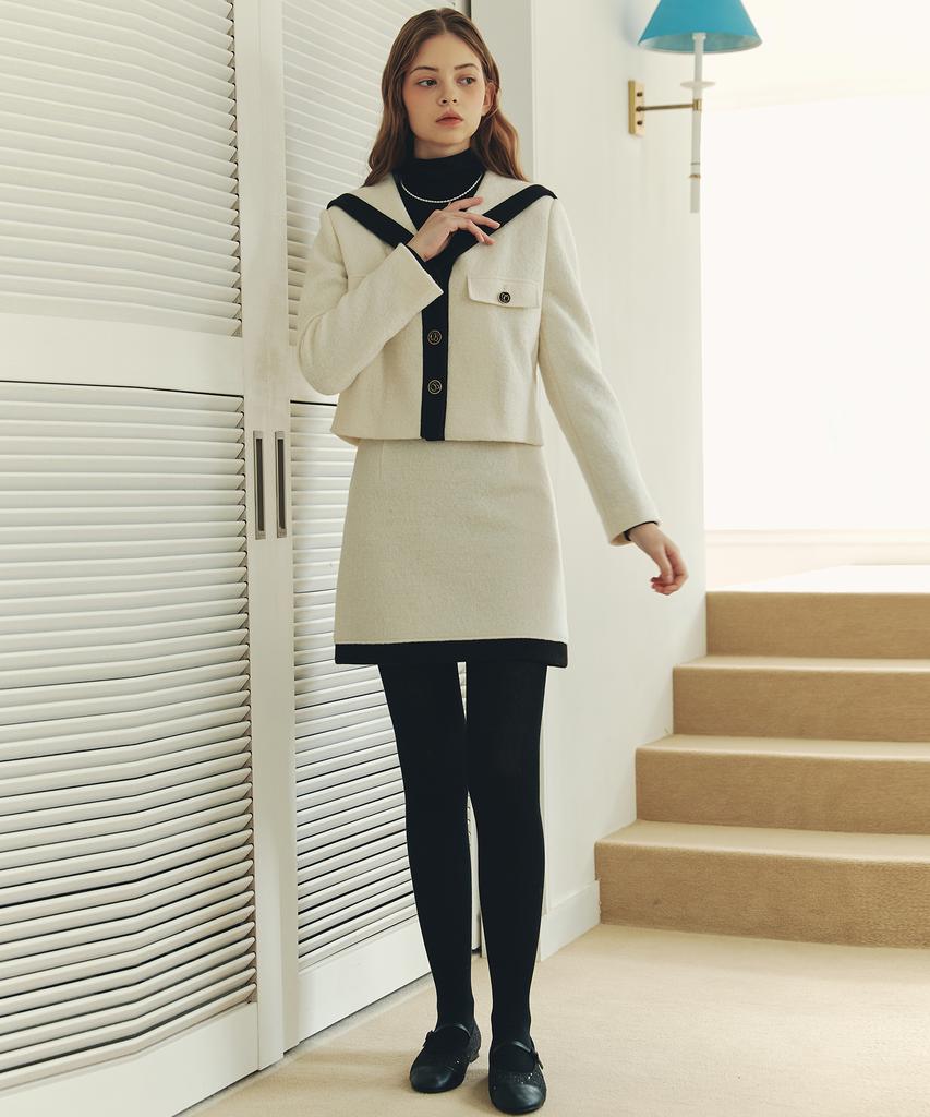 Zero Street Mellow Boucle Wool Skirt / Ivory