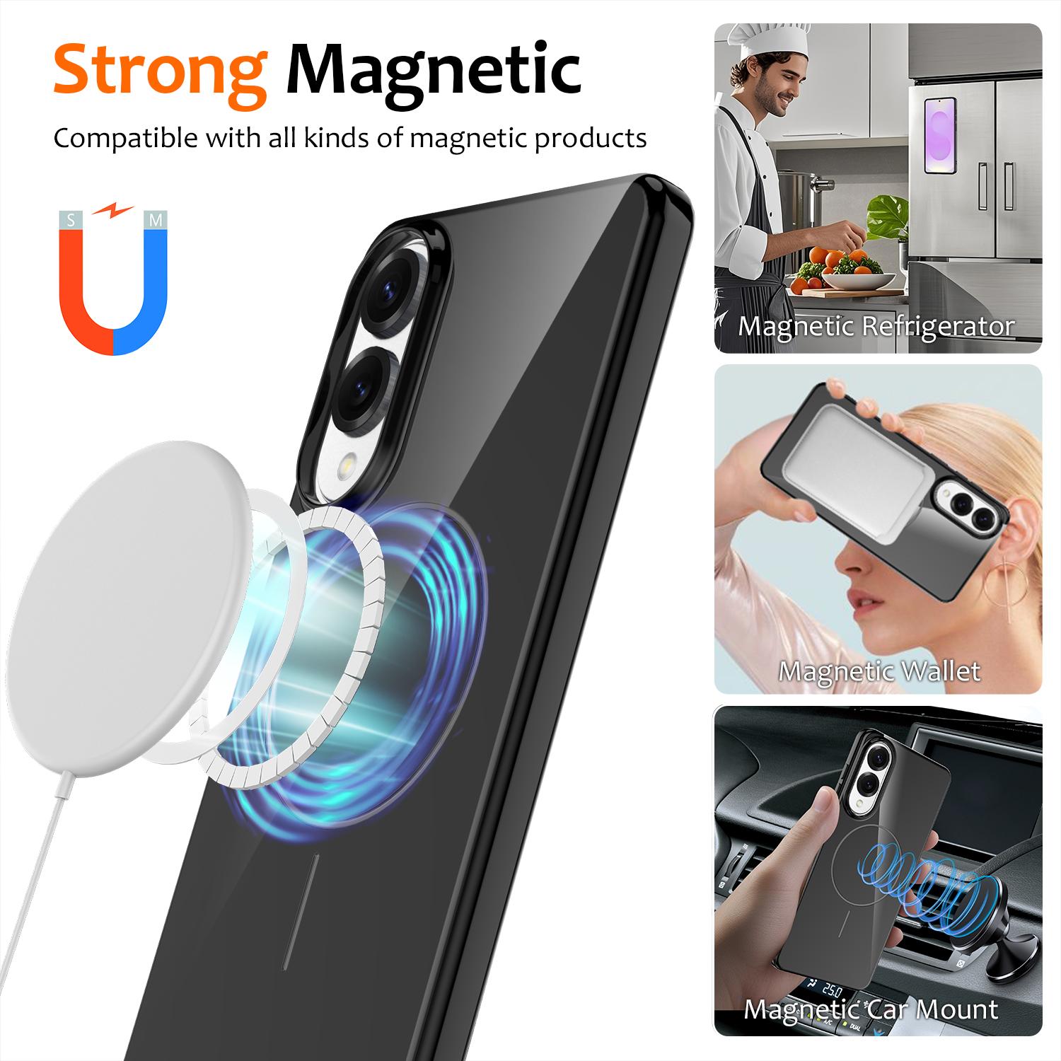 

For Samsung Galaxy S25 Edge Magnetic Case Compatible with MagSafe TPU Phone Back Cover with Lanyard Blue