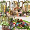 This Mini Greenhouse Doll House Kit Is a 3D Wooden Puzzle Book Corner Rack Insert, Light Brown Desktop Decoration Model, Suitable for Adults