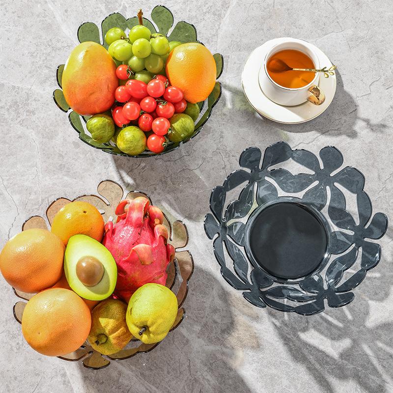 Light Luxury High-Value Fruit Plate Household Living Room Coffee Table Dried Fruit Snack Plate Creative Transparent Petal Plastic Fruit Plate