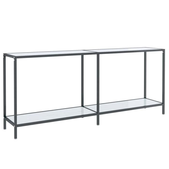 VidaXL Console Table White 180x35x75.5 Cm Tempered Glass