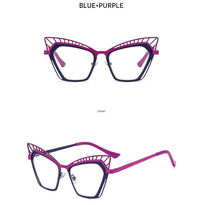Women's Glasses, Fashionable Large-frame Metal Cat Eye Hollow Glasses.