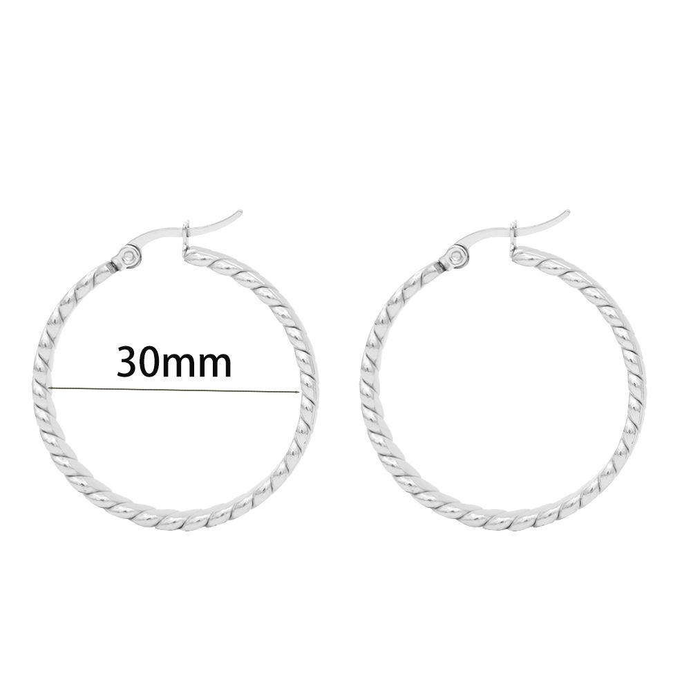 Titanium Steel K Furnace Real Gold Electroplating Thick Round Twist Circle Earrings Light Luxury Personality Temperament Versatile Ear Buckle Earrings