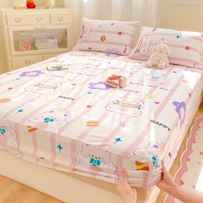 Baby Grade Pure Cotton Fitted Mattress Protector Fresh Washable Cotton Bed Sheet Full Set 3 Pieces Soft Breathable Durable Bed Cover