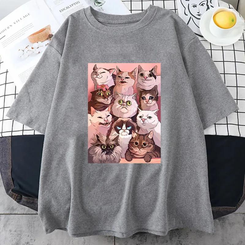 Printed Men T-Shirts Beach Breathable Funny Clothing Oversize Casual Cotton Tops Meme Cats Puzzle Creativity Men Short Sleeve