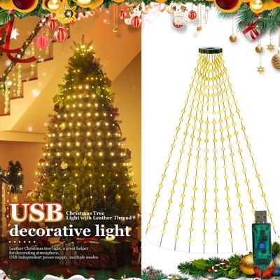 Christmas LED Circular Tree Top Light String Low-voltage Five Pointed Star Seven Color Hanging Tree Decoration Light String