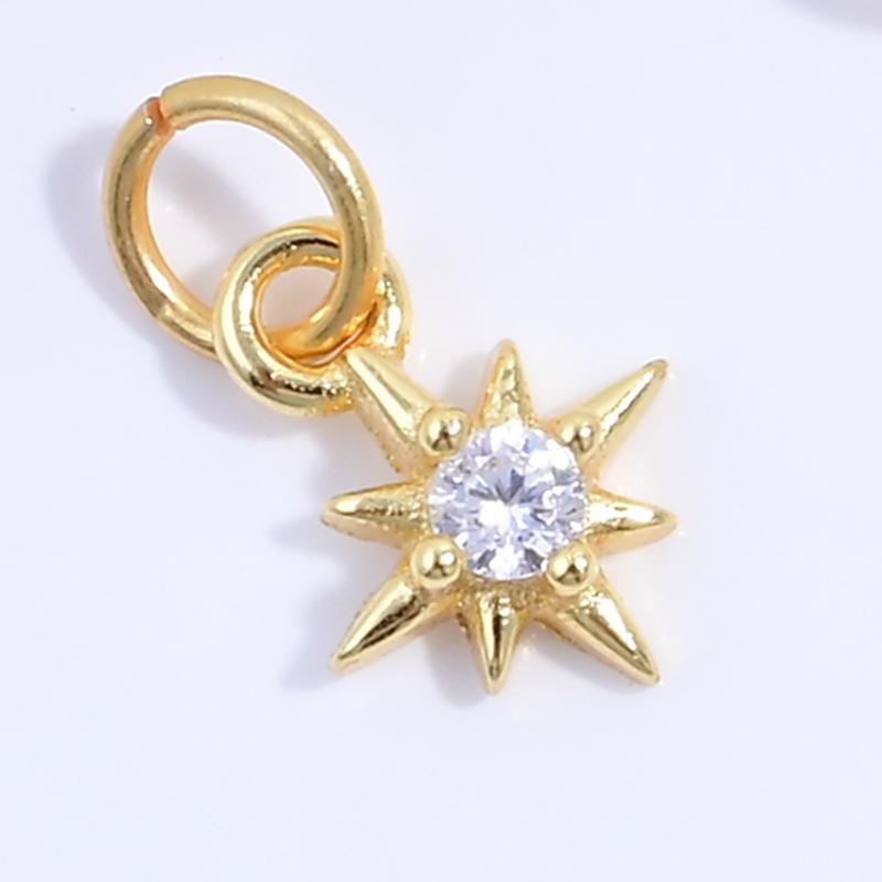 S925 Silver Miniature Zircon Eight-star Shaped Charms Diy Jewelry Making Accessories Earring Necklace Parts Shiny Fitt