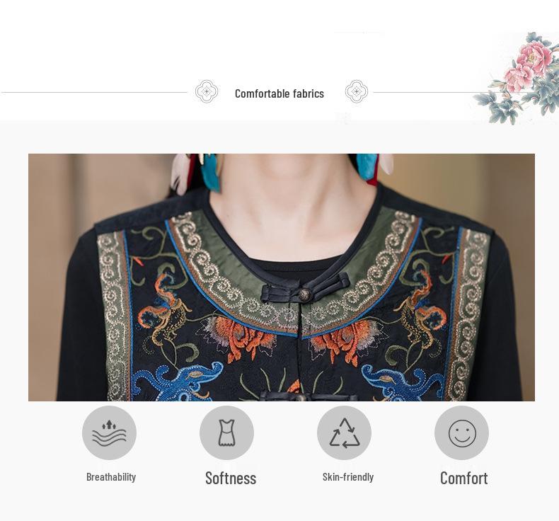 Ethnic Embroidered Chinese-Style Sleeveless Cardigan Vest